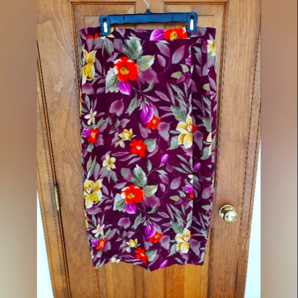 Jennifer Moore Floral Silk Wrap Skirt
